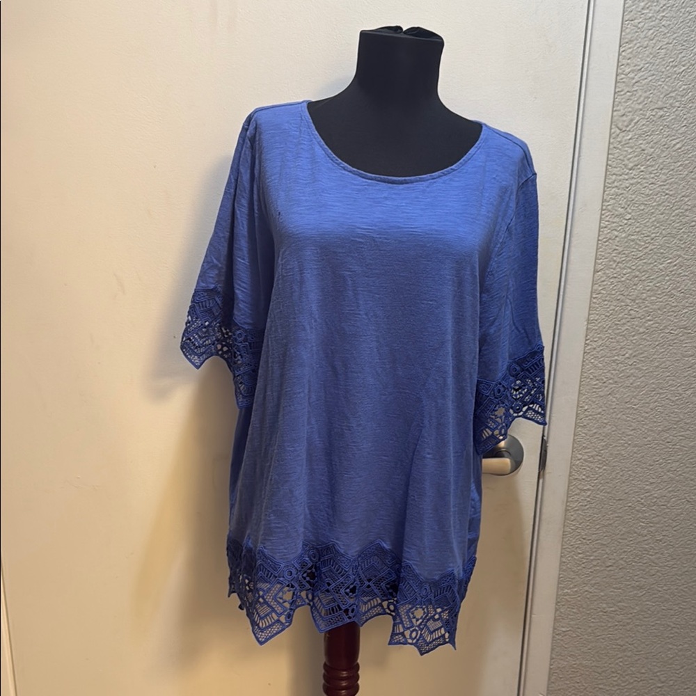 Chico's Blue Short Sleeve Boxy Tunic